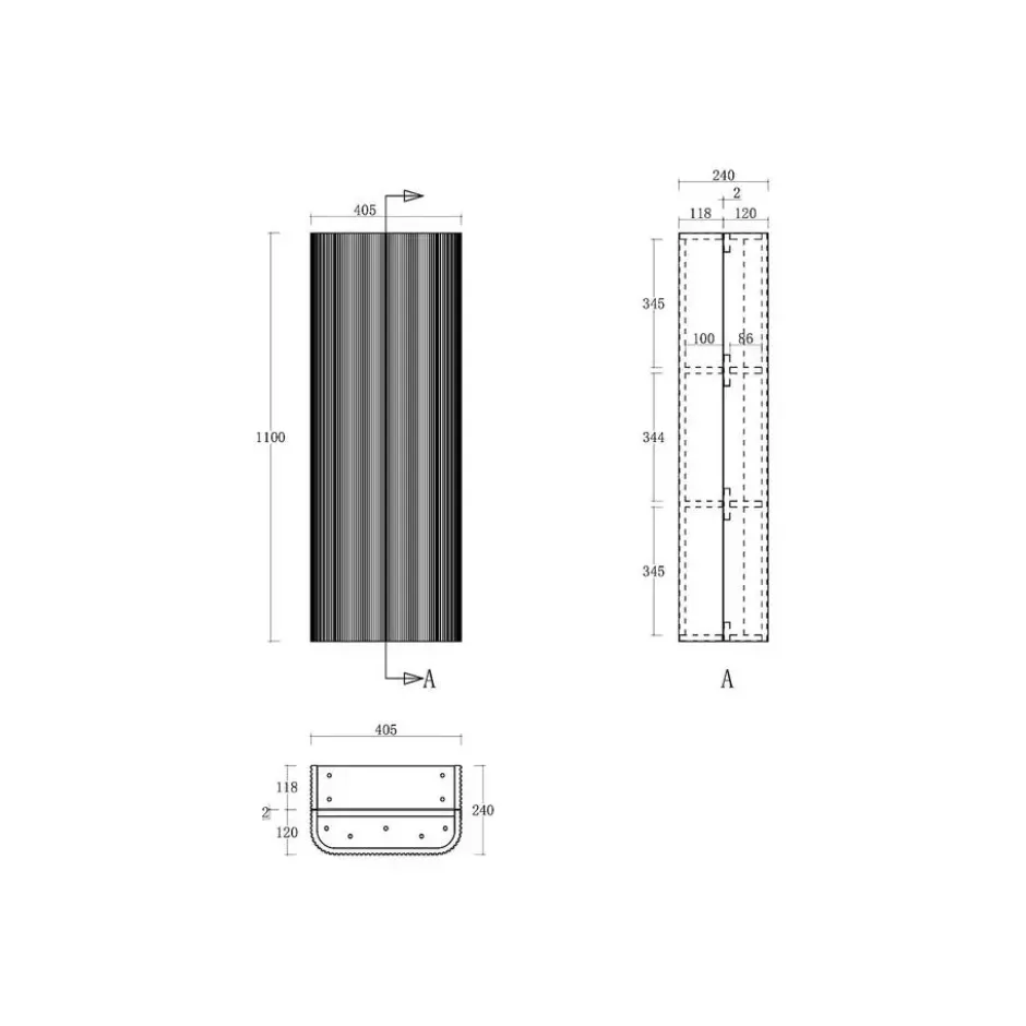 Badkamerkast BULMAS - 40 cmx24 cmx110 cm - Natuurlijk licht Hout paneel
