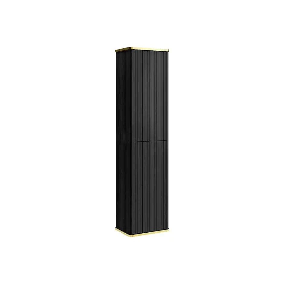 Badkamerkast KELIZA - 35 cmx25 cmx140 cm - Zwart Hout paneel