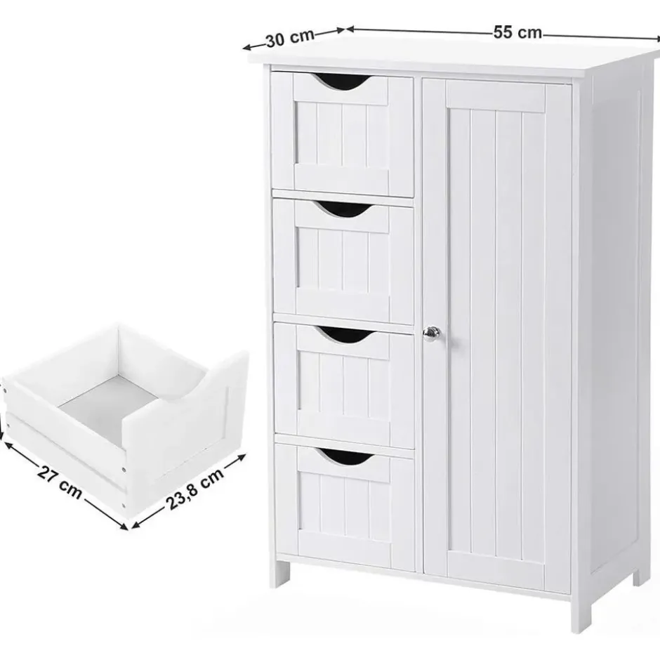 Badkamerkast - 4 Lades - MDF - Wit