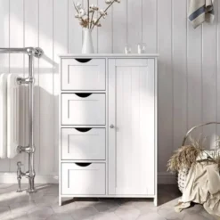 Badkamerkast - 4 Lades - MDF - Wit