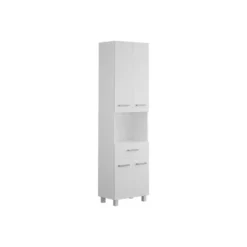 Badkamerkast MINELA - 50 cmx30 cmx180 cm - Wit Hout paneel