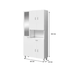 Badkamerkast MINELA - 88 cmx30 cmx180 cm - Wit Hout paneel