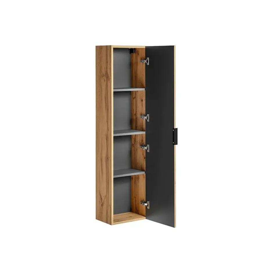 Badkamerkast ZEVARA - 35 cmx25 cmx140 cm - Natuurlijk licht Hout paneel