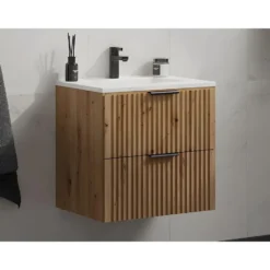 Badkamermeubel met enkele wastafel ZEVARA - 60 cmx46 cmx57 cm - Natuurlijk licht