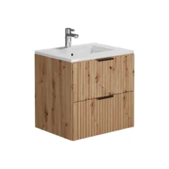 Badkamermeubel met enkele wastafel ZEVARA - 60 cmx46 cmx57 cm - Natuurlijk licht
