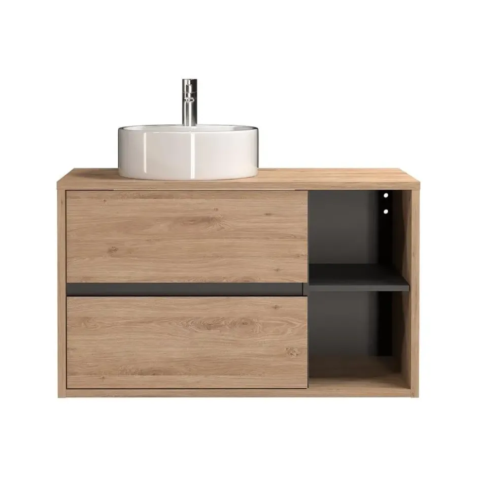 Badkamermeubel met enkele wastafel PURNAL - 100 cmx45.5 cmx60 cm - Natuurlijk