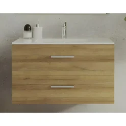 Badkamermeubel met enkele wastafel KAYLA - 80 cmx45 cmx47 cm - Natuurlijk licht
