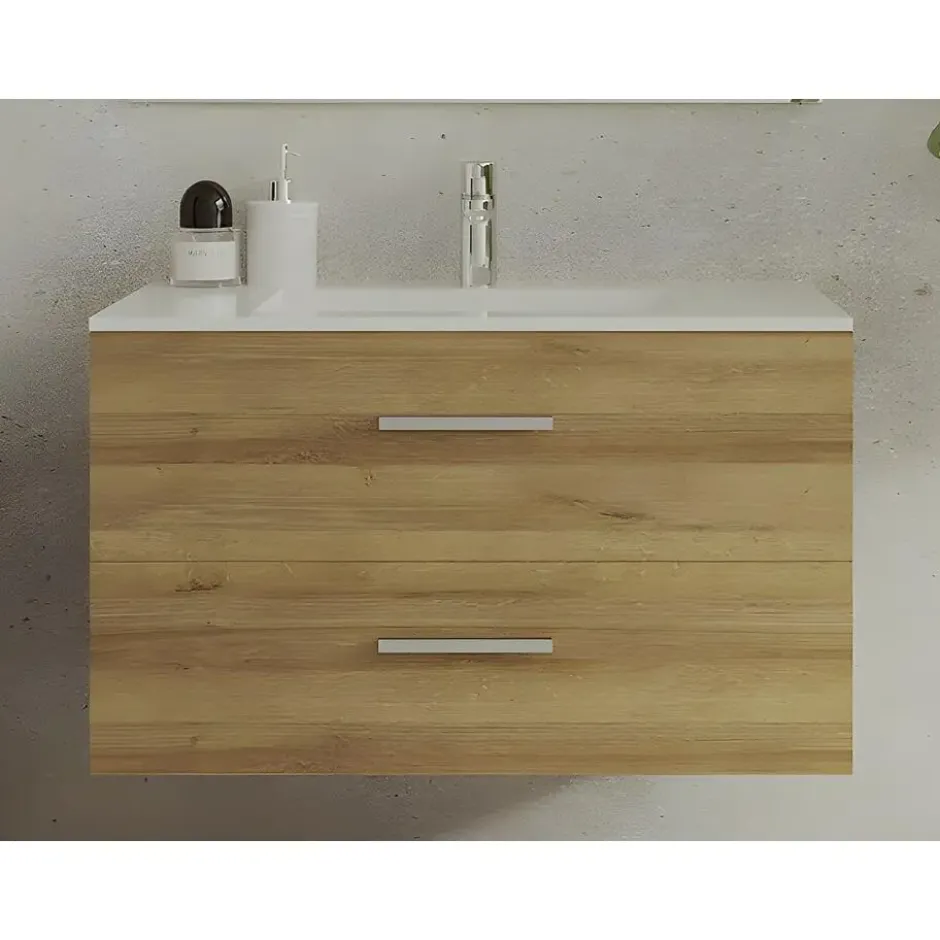 Badkamermeubel met enkele wastafel KAYLA - 80 cmx45 cmx47 cm - Natuurlijk licht