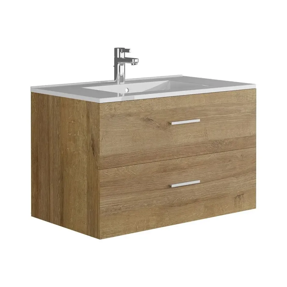 Badkamermeubel met enkele wastafel KAYLA - 80 cmx45 cmx47 cm - Natuurlijk licht