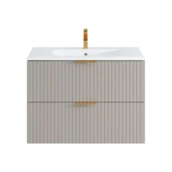 Badkamermeubel met enkele wastafel ZEVARA - 80 cmx46 cmx57 cm - Beige Hout