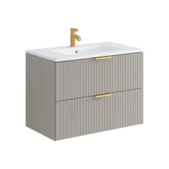 Badkamermeubel met enkele wastafel ZEVARA - 80 cmx46 cmx57 cm - Beige Hout