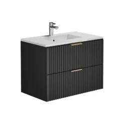Badkamermeubel met enkele wastafel ZEVARA - 80 cmx46 cmx57 cm - Zwart Hout
