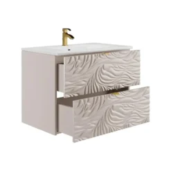 Badkamermeubel met enkele wastafel RINAREL - 80 cmx46 cmx60 cm - Beige Hout