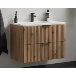 Badkamermeubel met enkele wastafel ZEVARA - 80 cmx46 cmx57 cm - Natuurlijk licht