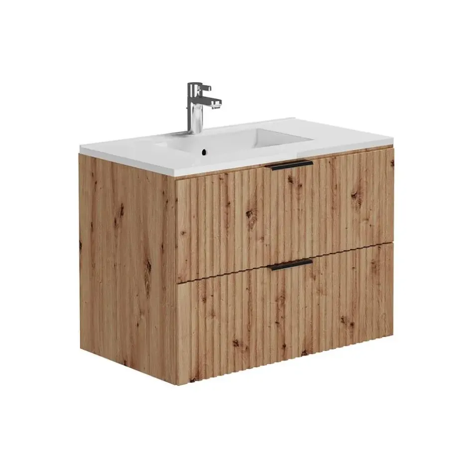 Badkamermeubel met enkele wastafel ZEVARA - 80 cmx46 cmx57 cm - Natuurlijk licht