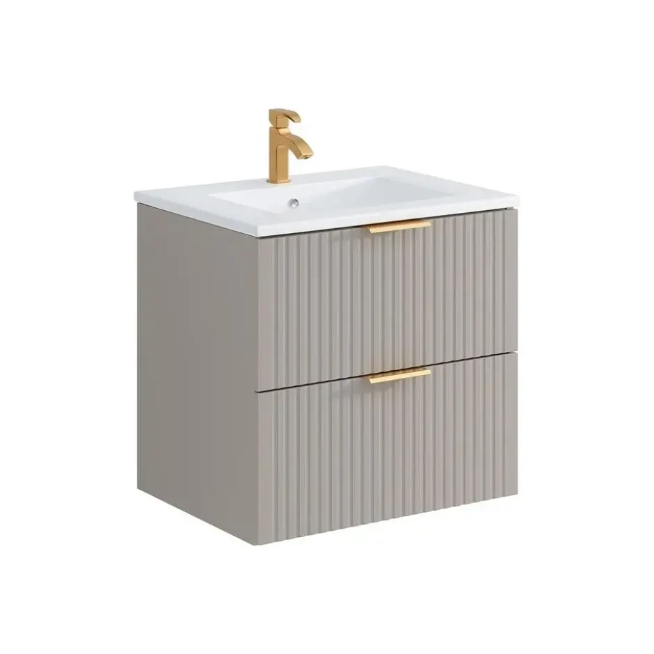 Badkamermeubel met enkele wastafel ZEVARA - 60 cmx46 cmx57 cm - Beige Hout
