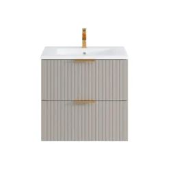 Badkamermeubel met enkele wastafel ZEVARA - 60 cmx46 cmx57 cm - Beige Hout