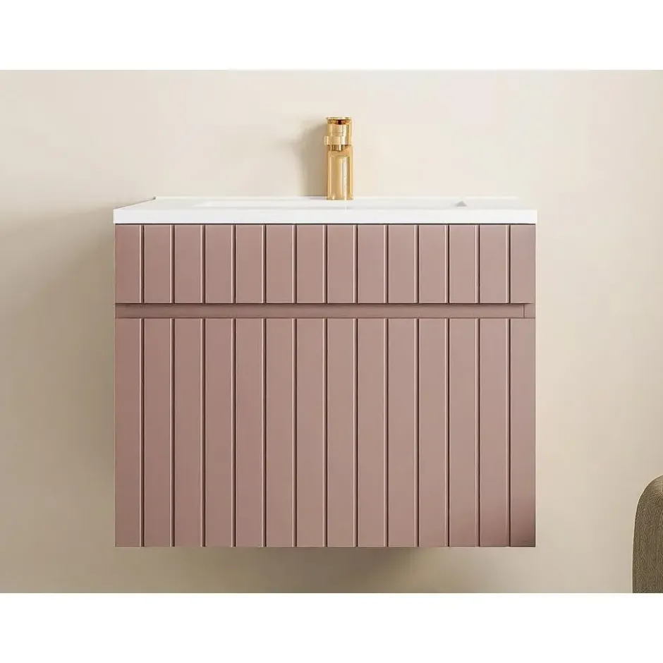 Badkamermeubel met enkele wastafel SATARA - 60 cmx46 cmx46 cm - Poederroze Hout