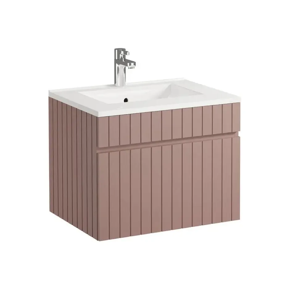 Badkamermeubel met enkele wastafel SATARA - 60 cmx46 cmx46 cm - Poederroze Hout
