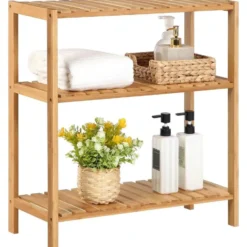 Badkamerrek - 3 legplanken - 60x66x26 cm - bamboe