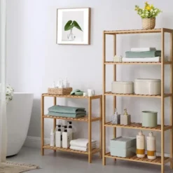 Badkamerrek - 3 legplanken - 60x66x26 cm - bamboe