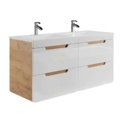 Badkamer set ARUBA - 120 cmx46 cmx59 cm - Natuurlijk licht Wit Hout paneel