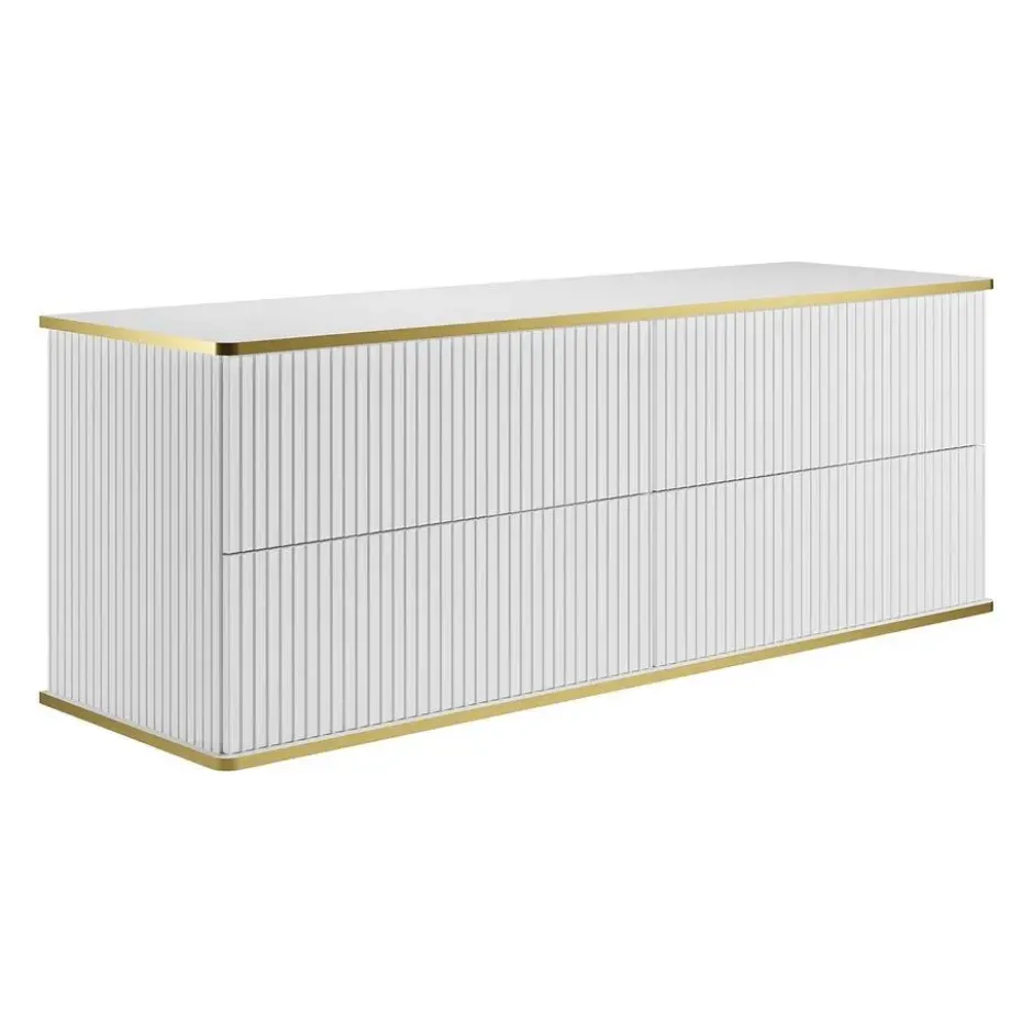 Badkamer set KELIZA - 150 cmx47 cmx54 cm - Wit Hout paneel