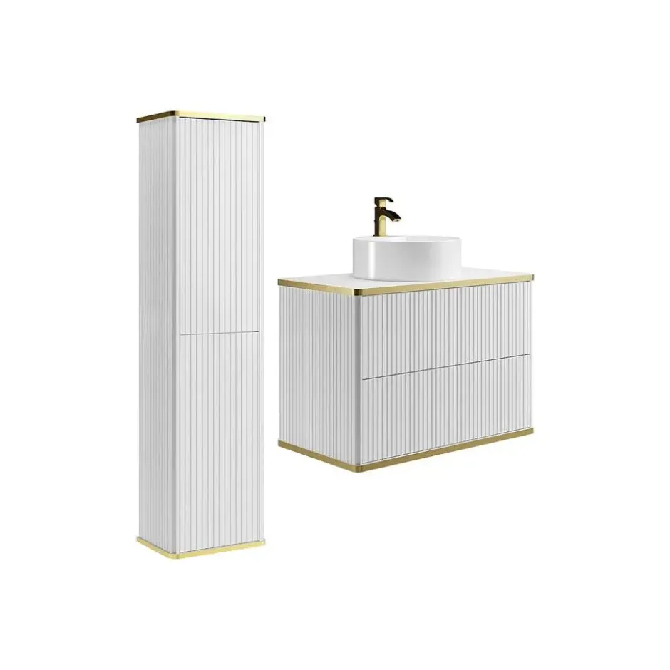 Badkamer set KELIZA - 80 cmx47 cmx54 cm - Wit Hout paneel
