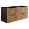 Badkamer set MADELA - 120 cmx46 cmx57 cm - Zwart Natuurlijk licht Hout paneel