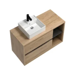 Badkamer set PURNAL - 100 cmx45.5 cmx60 cm - Natuurlijk licht Hout paneel