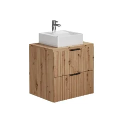 Badkamer set ZEVARA - 60 cmx46 cmx57 cm - Natuurlijk licht Hout paneel