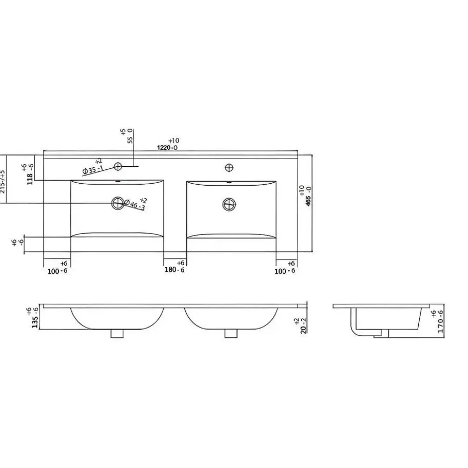 Badkamer set ZEVARA - 120 cmx46 cmx57 cm - Natuurlijk licht Hout paneel
