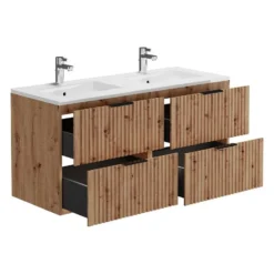 Badkamer set ZEVARA - 120 cmx46 cmx57 cm - Natuurlijk licht Hout paneel