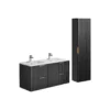 Badkamer set ZEVARA - 120 cmx46 cmx57 cm - Zwart Hout paneel