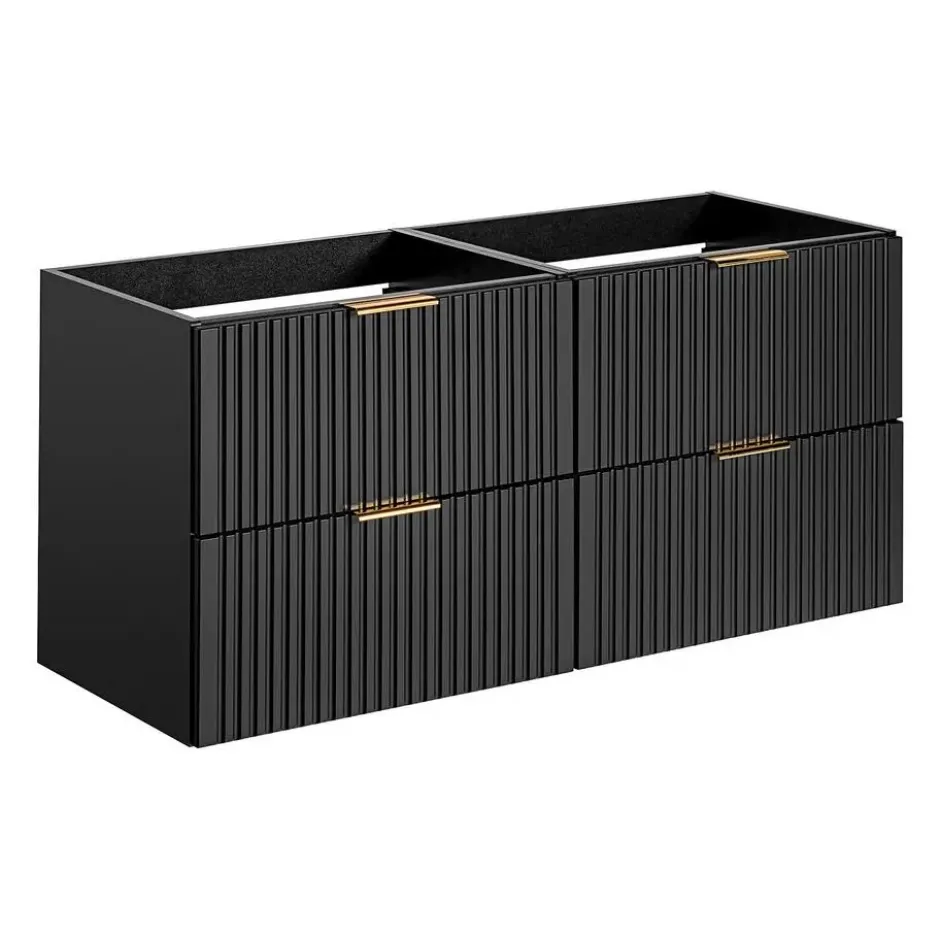 Badkamer set ZEVARA - 120 cmx46 cmx57 cm - Zwart Hout paneel