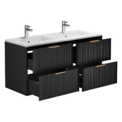 Badkamer set ZEVARA - 120 cmx46 cmx57 cm - Zwart Hout paneel