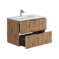 Badkamer set ZEVARA - 80 cmx46 cmx57 cm - Natuurlijk licht Hout paneel