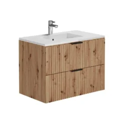 Badkamer set ZEVARA - 80 cmx46 cmx57 cm - Natuurlijk licht Hout paneel