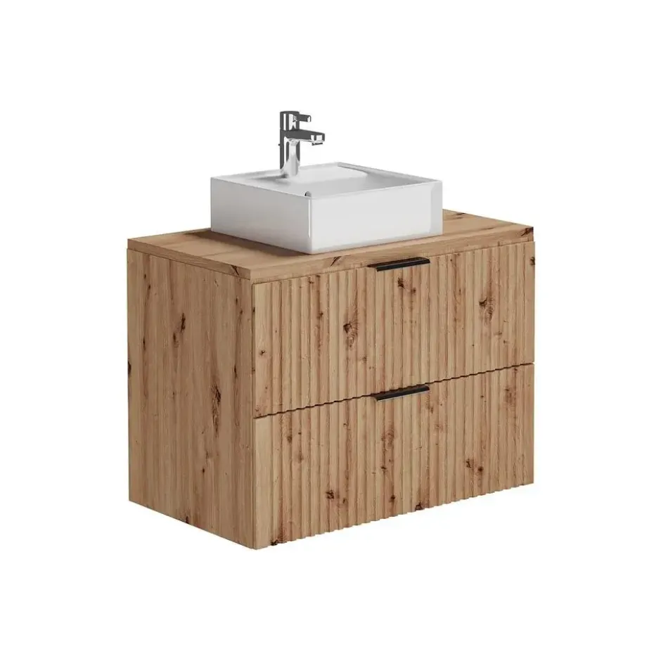 Badkamer set ZEVARA - 80 cmx46 cmx57 cm - Natuurlijk licht Hout paneel