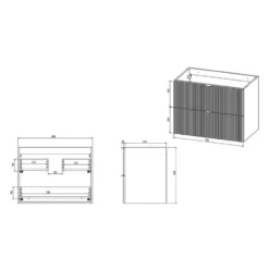 Badkamer set ZEVINI - 80 cmx47 cmx60 cm - Groen Hout paneel