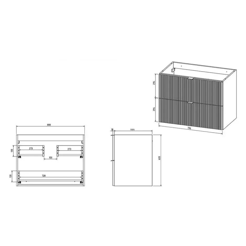 Badkamer set ZEVINI - 80 cmx47 cmx60 cm - Groen Hout paneel
