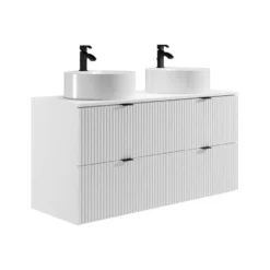 Badkamer set ZEVINI - 120 cmx47 cmx60 cm - Wit Hout paneel