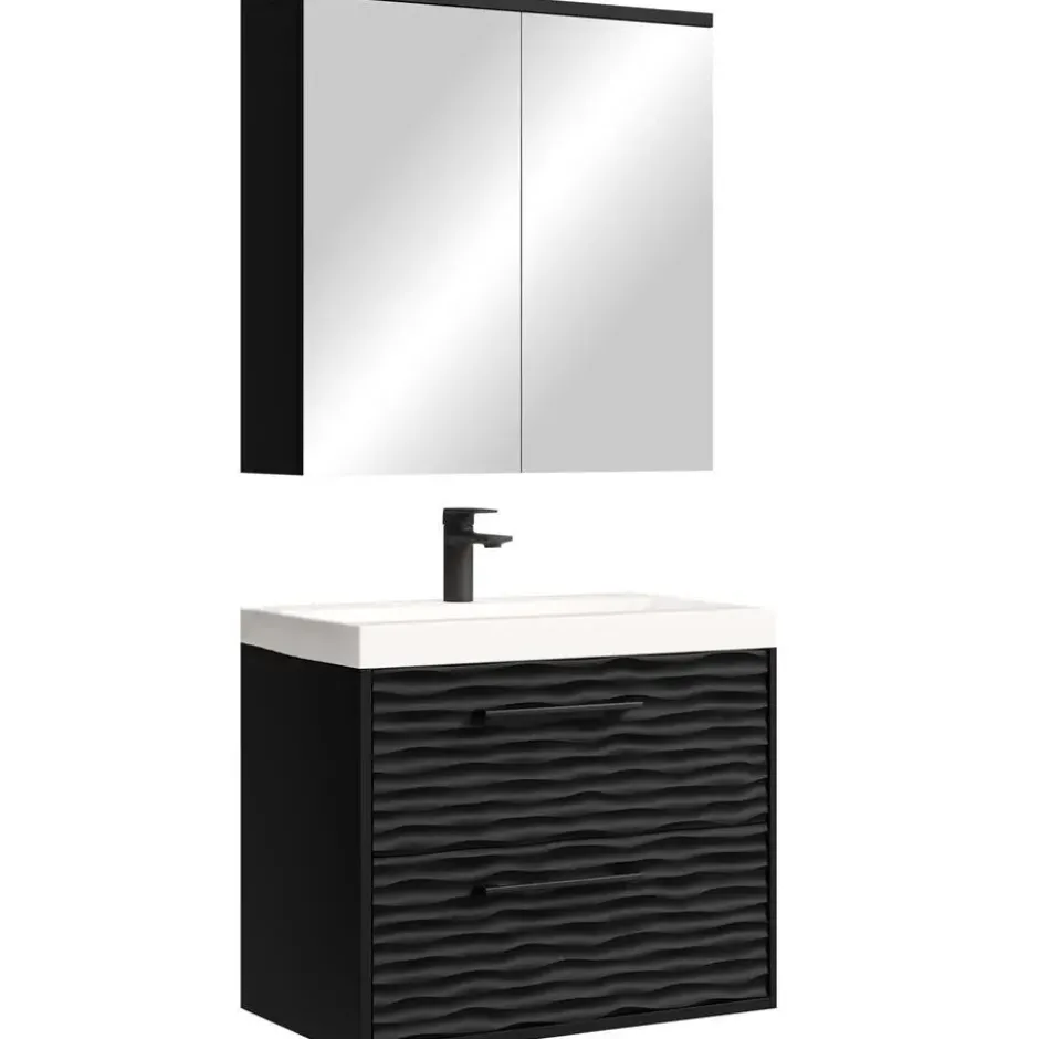 Badplaats Badkamermeubel Etna 01 60cm met spiegelkast - mat zwart