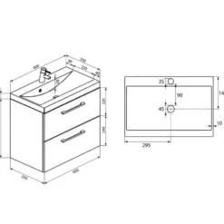 Badplaats Badkamermeubel Florence 01 60cm met wastafel - kastanje eiken