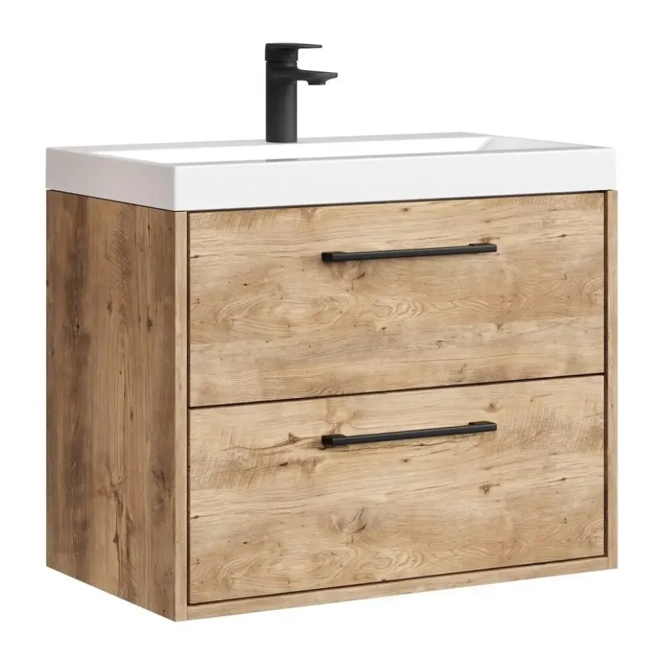 Badplaats Badkamermeubel Florence 01 60cm met wastafel - kastanje eiken