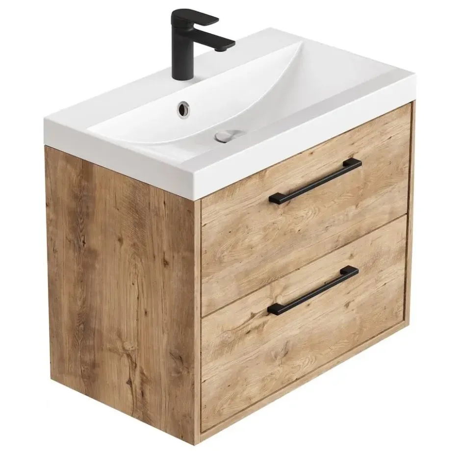Badplaats Badkamermeubel Florence 01 60cm met wastafel - kastanje eiken