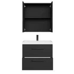 Badplaats Badkamermeubel Florence 01 60cm met spiegelkast - mat zwart
