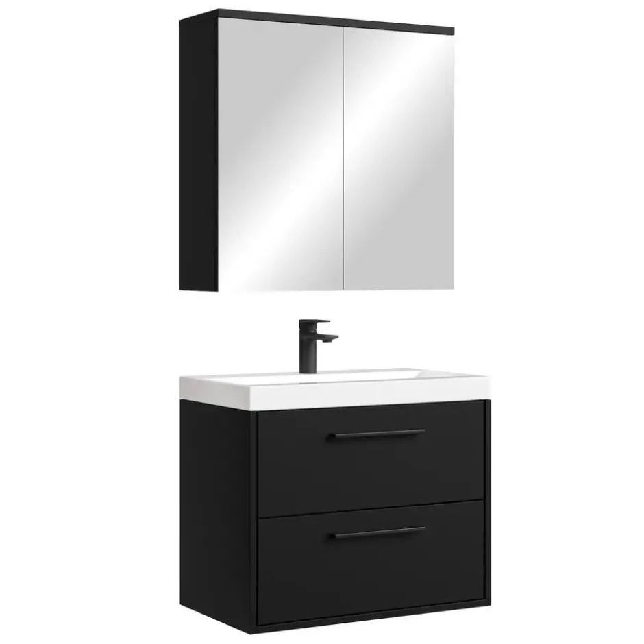 Badplaats Badkamermeubel Florence 01 60cm met spiegelkast - mat zwart