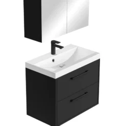 Badplaats Badkamermeubel Florence 01 60cm met spiegelkast - mat zwart