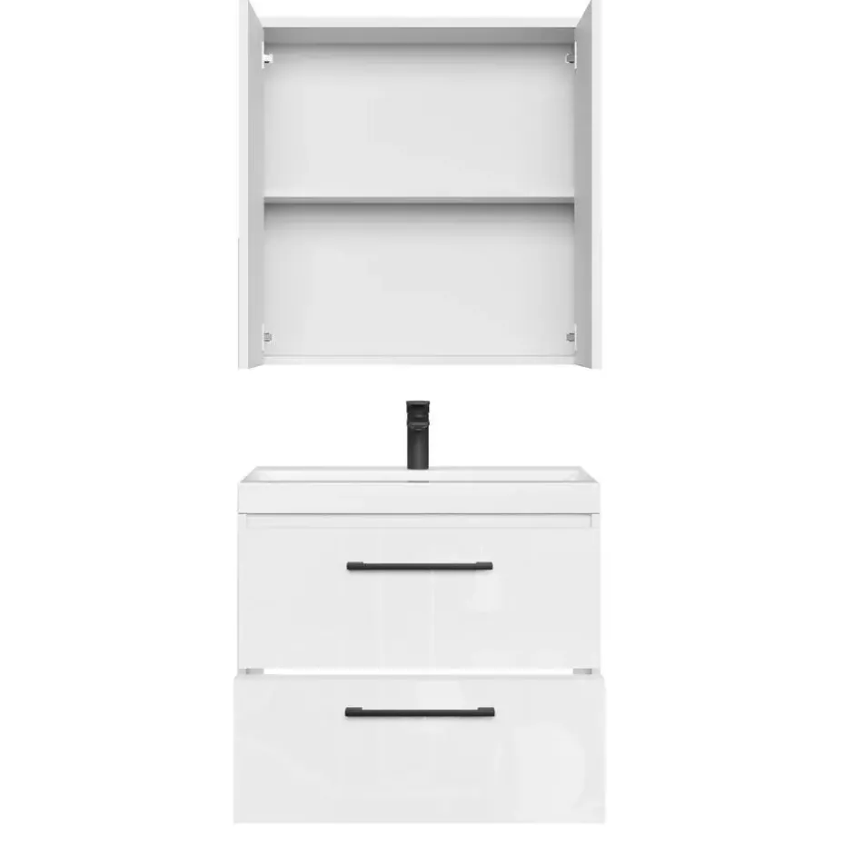 Badplaats Badkamermeubel Florence 01 60cm met spiegelkast - hoogglans wit